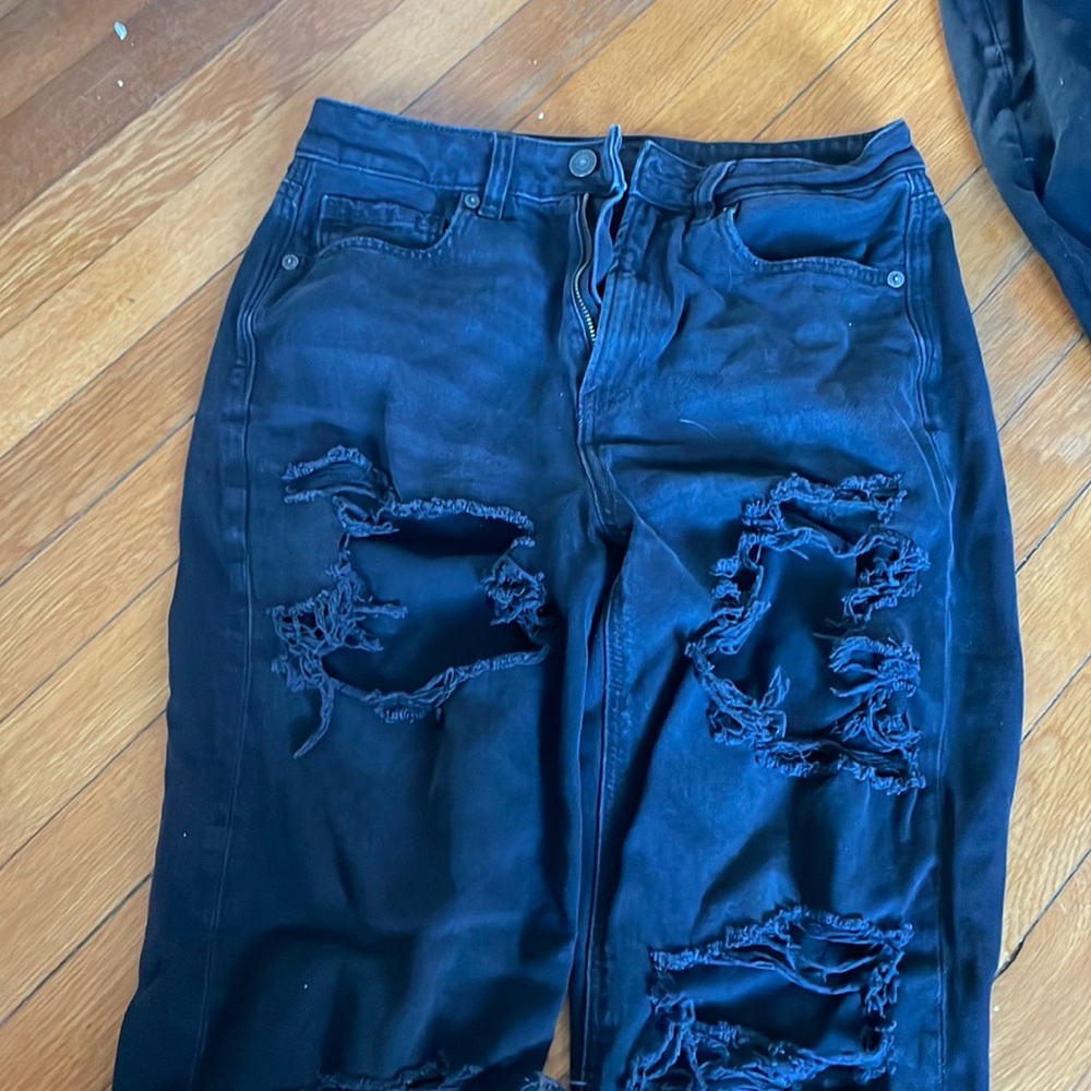 American eagle black high rise distressed jeans